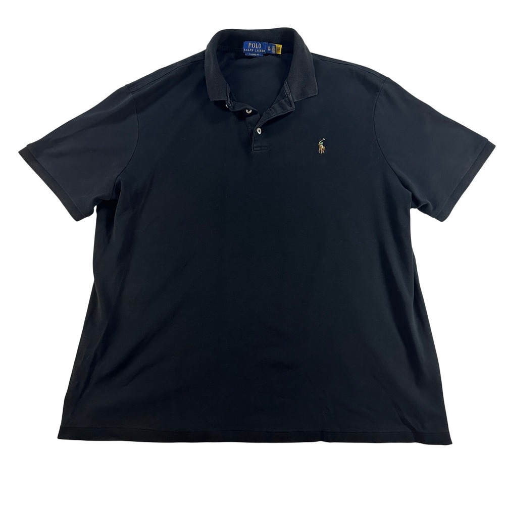 Polo Ralph Lauren Mens Classic Fit Short Sleeve Polo Shirt Black XL Multi Pony